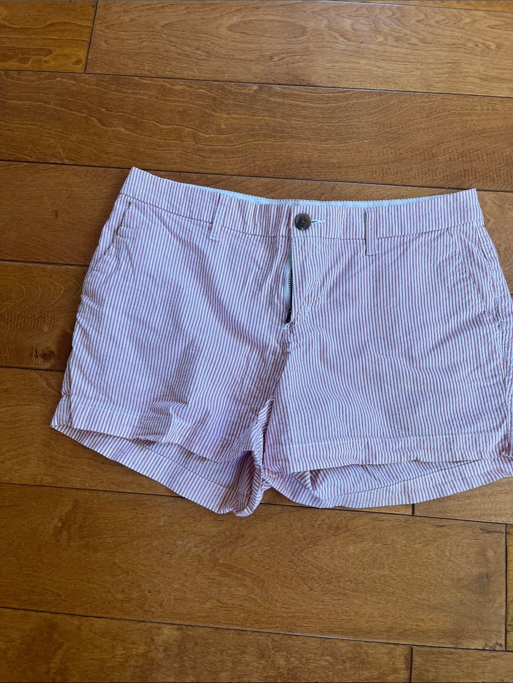 Pink/ red and white seersucker shorts